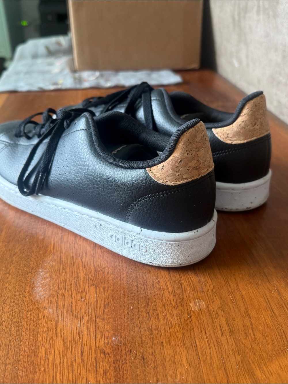 adidas Black Sneakers with Cork Heel Detail
